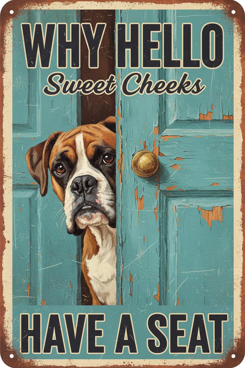 Funny Bathroom Metal Tin Sign Why Hello Sweet Cheeks Have A Seat Tin Sign Bathroom Wall Art Home Decor 8x12inch
