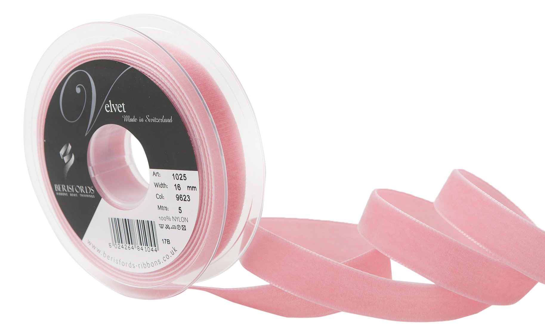 Berisfords Velvet Ribbon, Dusty Rose, 102 x 21 x 102 cm