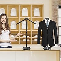 Vista 8 de OLV Torso de maniquí con base de mármol, soporte de exhibición de camisa ajustable de 18 a 34 pulgadas para tienda de vendedores, forma de vestido