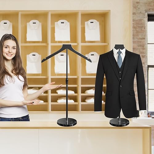 Miniatura 8 de OLV Torso de maniquí con base de mármol, soporte de exhibición de camisa ajustable de 18 a 34 pulgadas para tienda de vendedores, forma de vestido