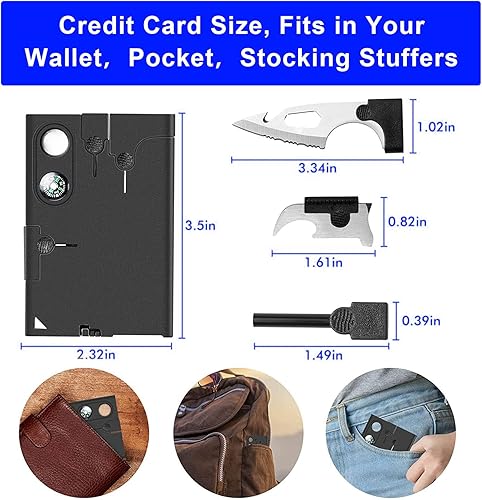 Miniatura 4 de Juego de herramientas de bolsillo multiherramienta de supervivencia 18 en 1, 2 piezas, tarjeta de crédito de supervivencia 11 en 1, regalo