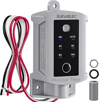 SURAIELEC 15 AMP Dusk to Dawn Timer Switch for Outdoor Electrical Boxes