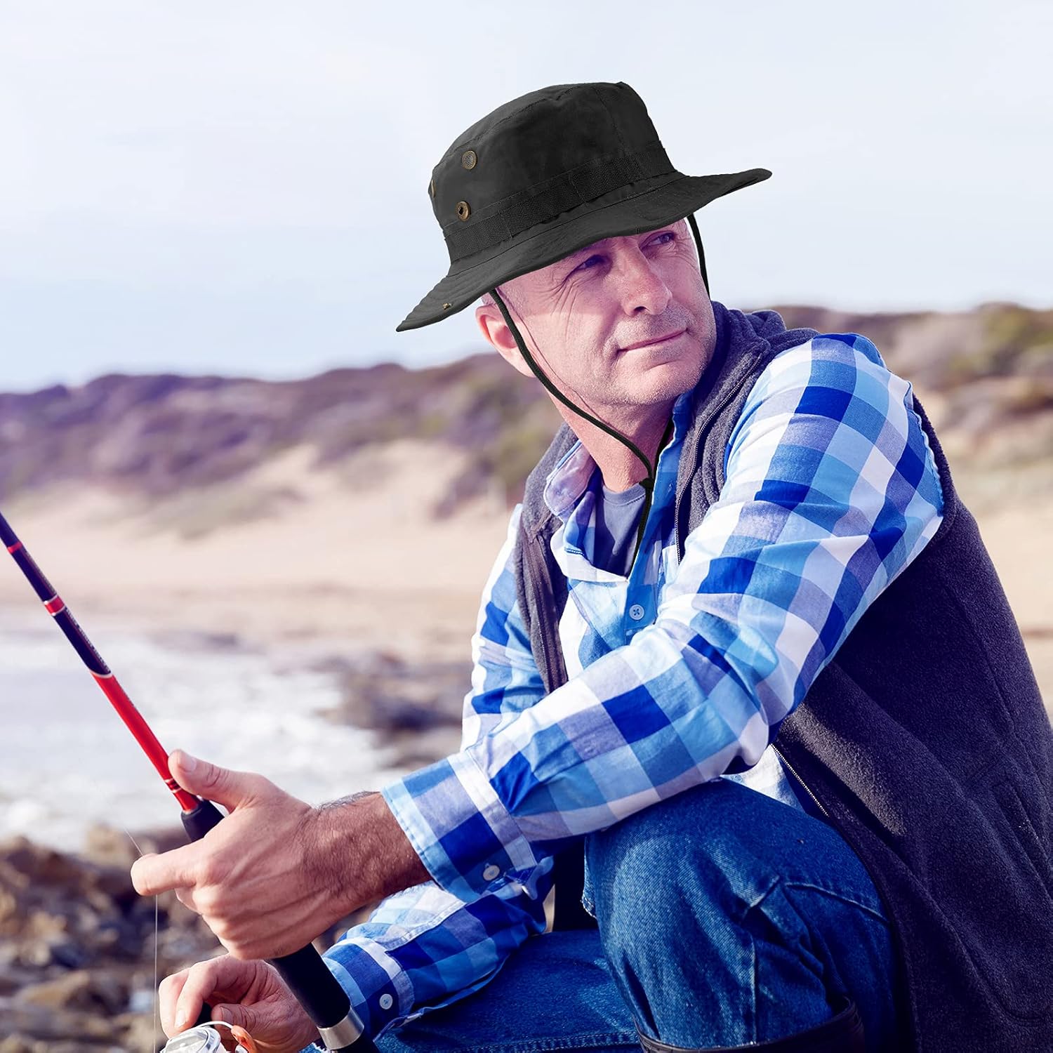 Military Boonie Hat Tactical Adjustable Boonie Hats for Men Women Hunting Fishing Outdoor Safari Sun - Image 5