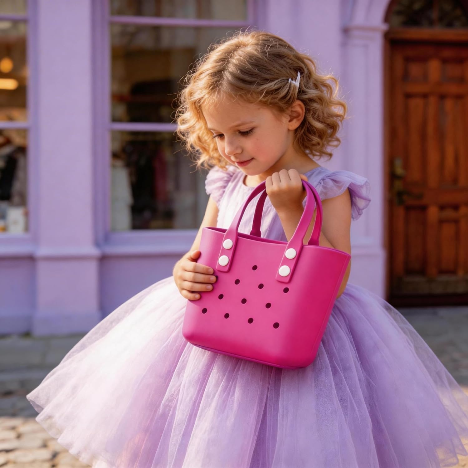 Rubber Tote Bag Small Beach Bag,Practical And Portable Travel Bag,Washable Open Handbag for Work Travel