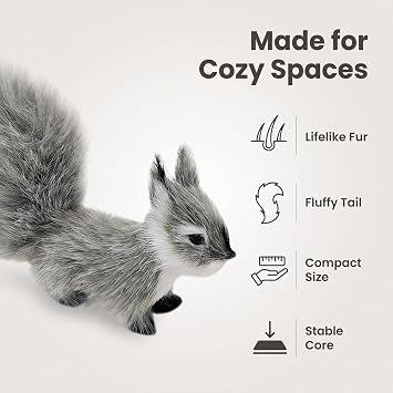 1pc Grey Mini Simulation Plush Squirrel,12 cm Mini Squirrel Stuffed Soft Animals Plush for Gift Home Decor Place Table Decorations Ornament Room Decorations