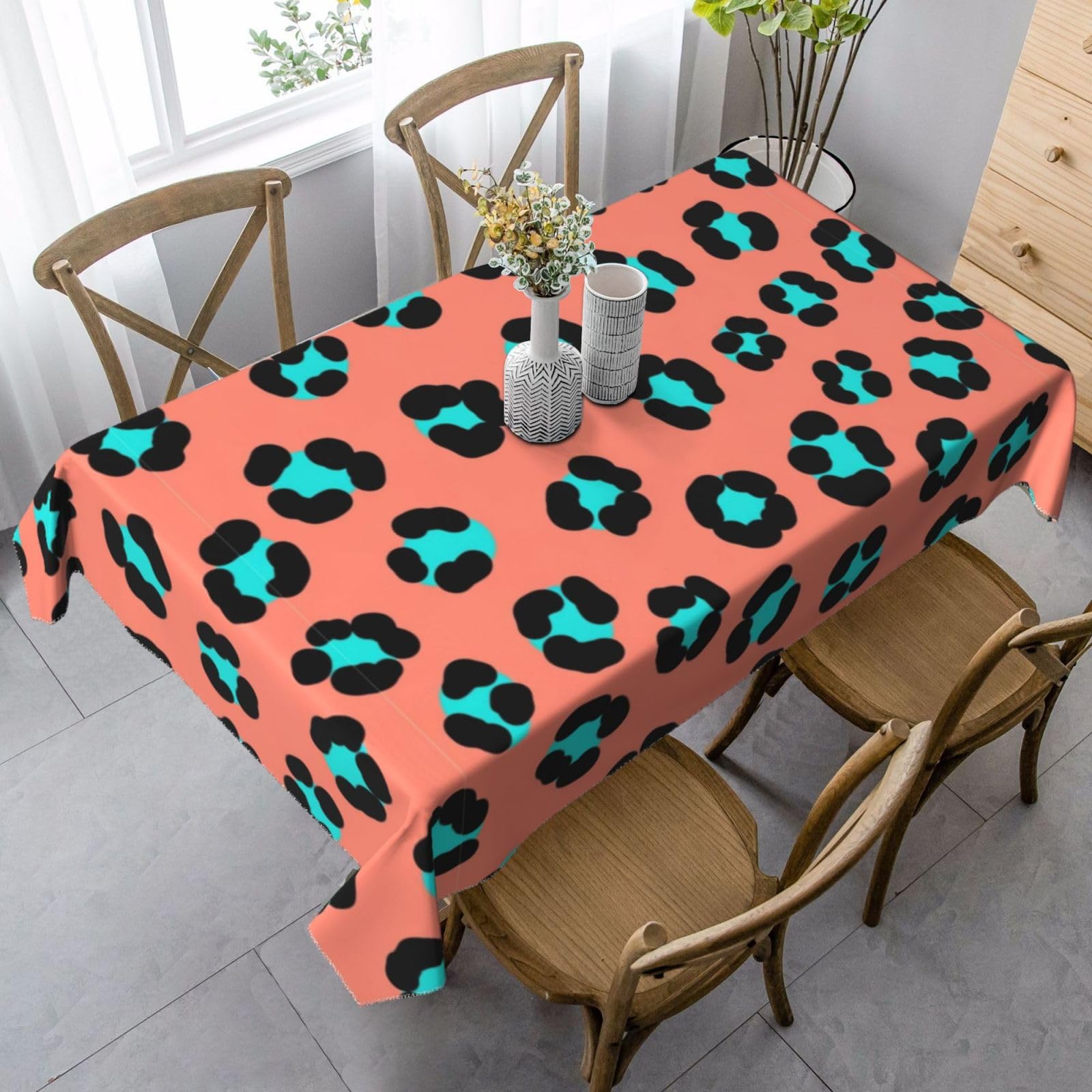 Nappe de table imprimé léopard avec housse étanche 137x183 cm