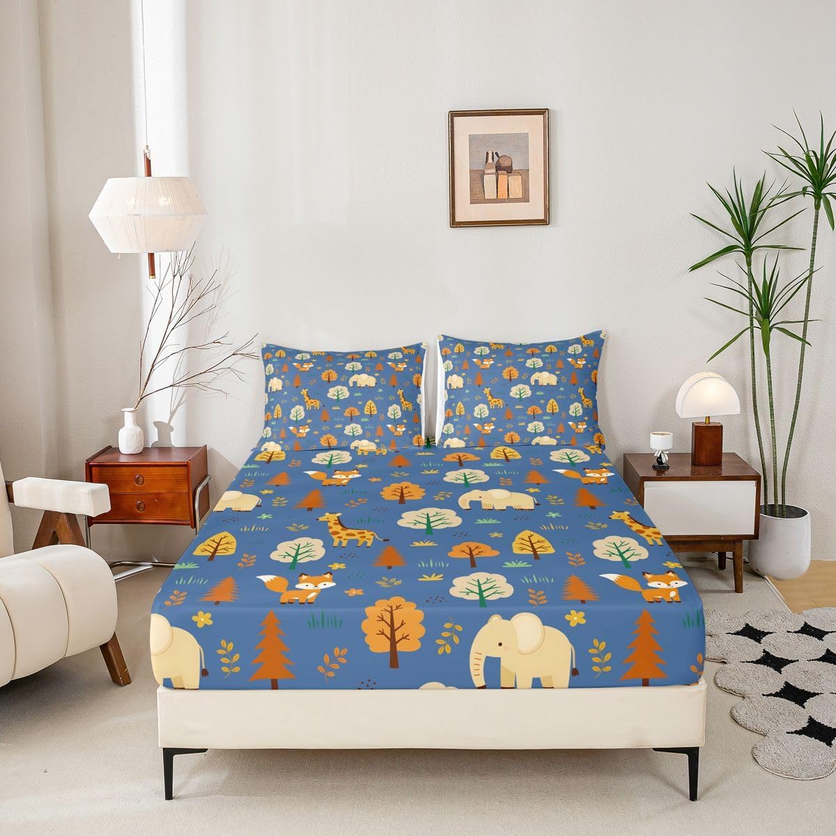 Erosebridal Cartoon Giraffe Fitted Sheet Full Size