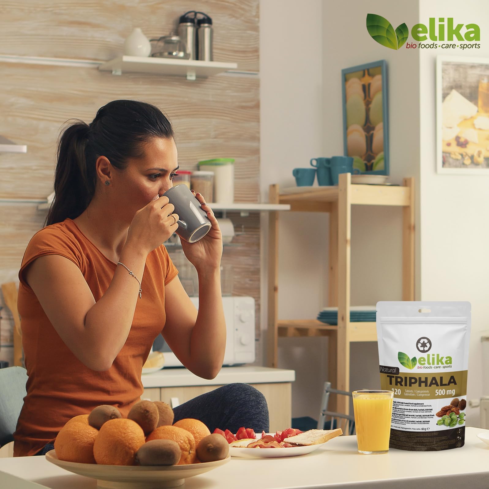 Triphala BIOLOGICO di Elikafoods®. Depurativo e disintossicante naturale. Integratore naturale per la pulizia del colon. Compresse naturali per la stitichezza intestinale - 120 compresse da 500 mg.