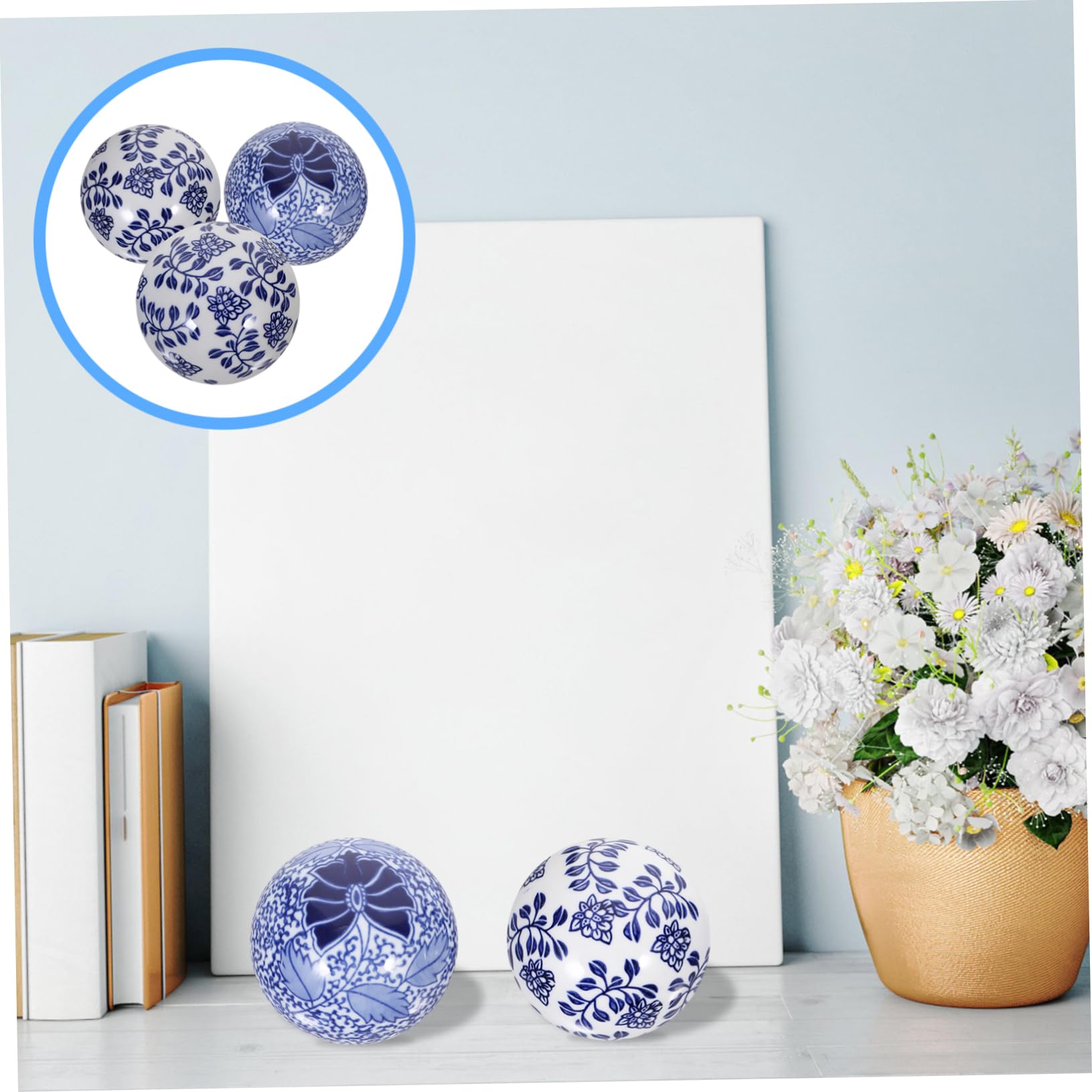 Lot De 3 Boules en Porcelaine Délicates pour Décoration De Bureau Et Daquarium Plusieurs Styles