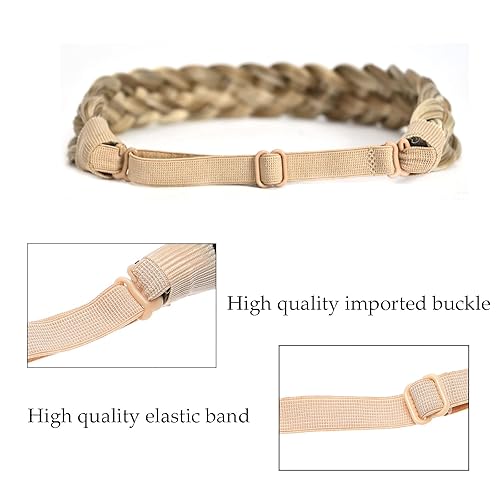 Miniatura 10 de TOECWEGR Diadema de pelo sintético de 5 hebras trenzadas, clásicas, gruesas, anchas, trenzadas, elásticas, multicolor, accesorios de belleza para el