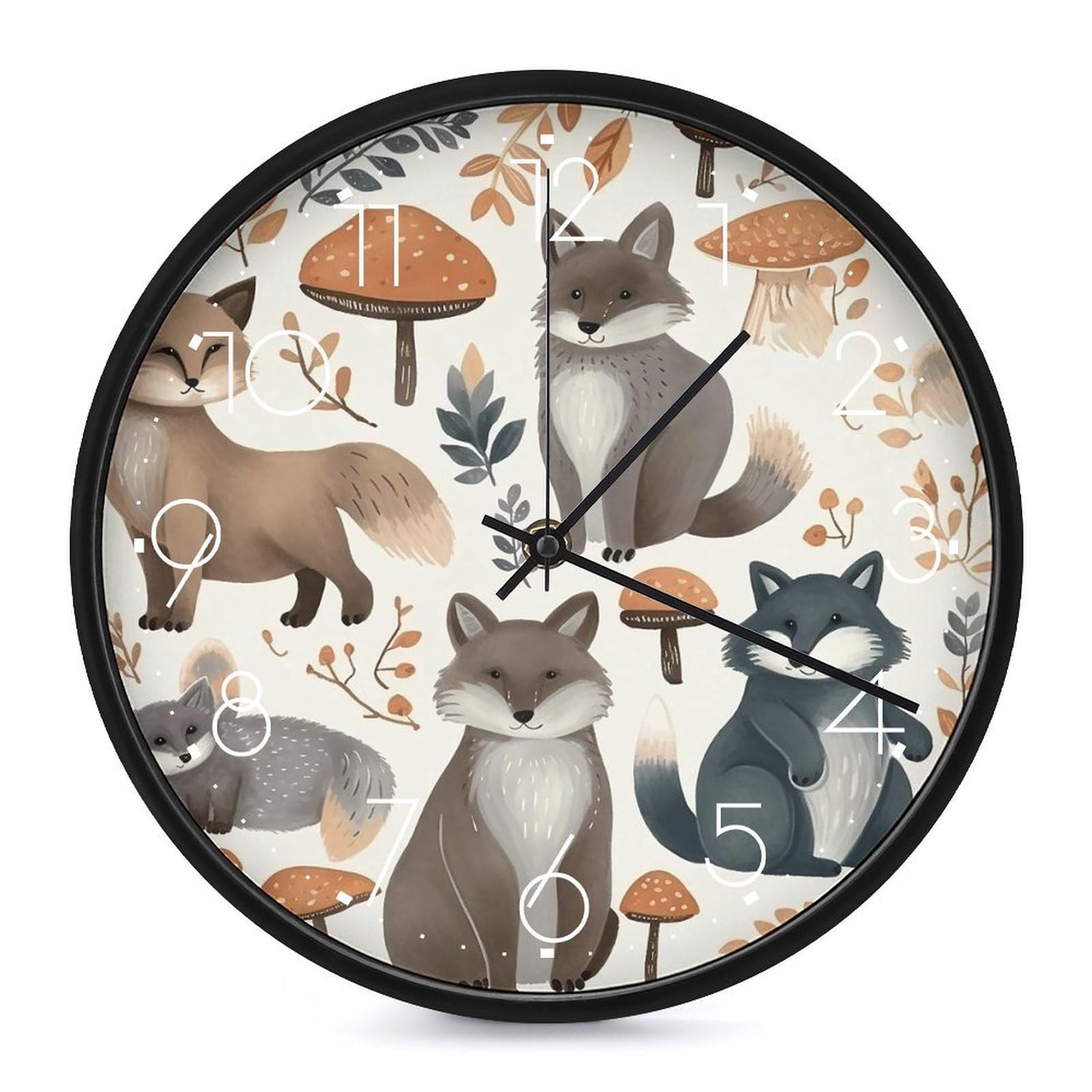 Horloge murale ronde raton laveur silencieuse 25,4 cm analogique décoration maison et bureau