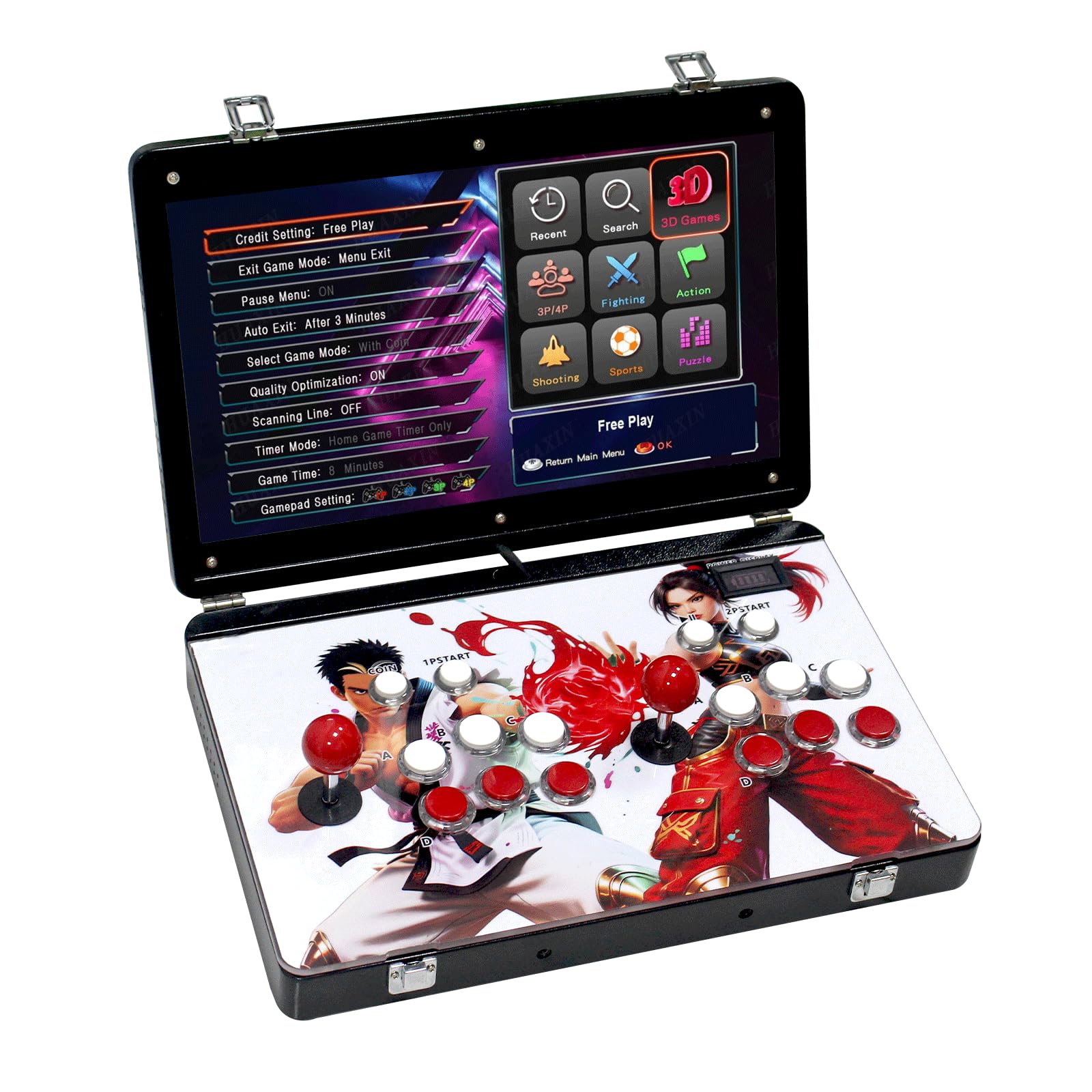 Consola de Juegos de Arcade 3D Portátil 30000 en 1 Caja de Metal, Cuaderno Plegable con Pantalla de 19 Pulgadas Consola de Juegos Electrónica Retro, con Funciones de Búsqueda/Ocultar/Pausar