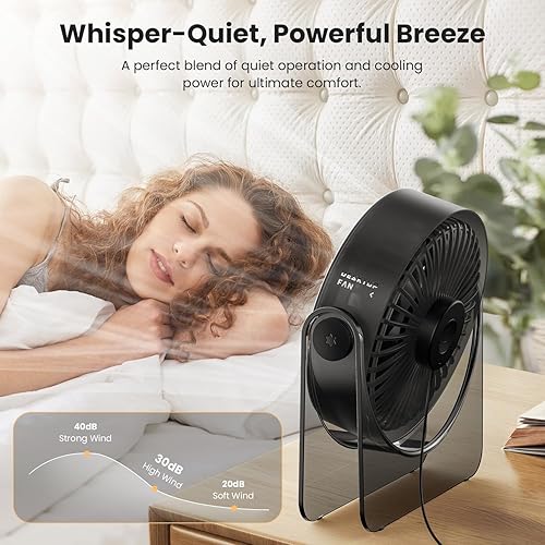 Miniatura 5 de WSKEN Ventilador de escritorio pequeño USB, diseño estético, mini pero potente, portátil, ultra silencioso, ventilador personal de escritorio de 3