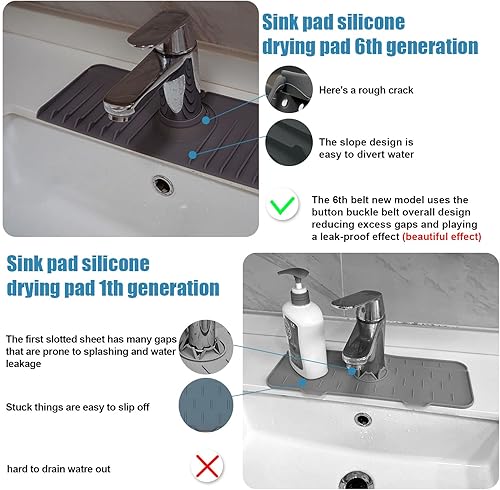 Miniatura 7 de Protector de salpicaduras de silicona para grifo protectores de fregadero para fregadero de cocina cocina baño tapete de secado de platos de drenaje