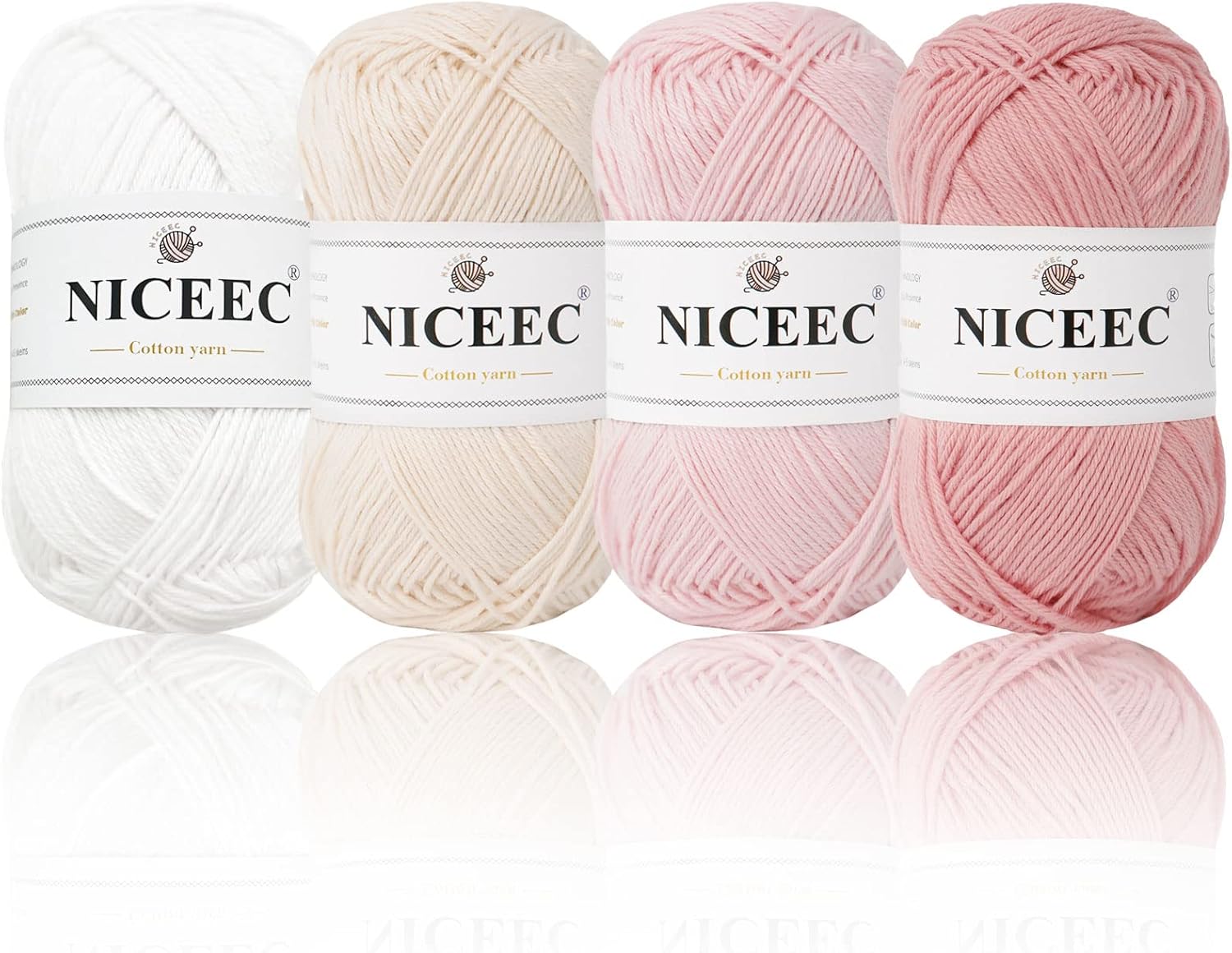 NICEEC 21 Skeins Soft Baby Cotton Yarn, Mini Balls, Assorted Colored Yarn, 4 Ply, DIY Craft, Fingering Weight, Blanket Yarn for Crochet & Knitting, Total 1470yds/14.7oz - Kit 1