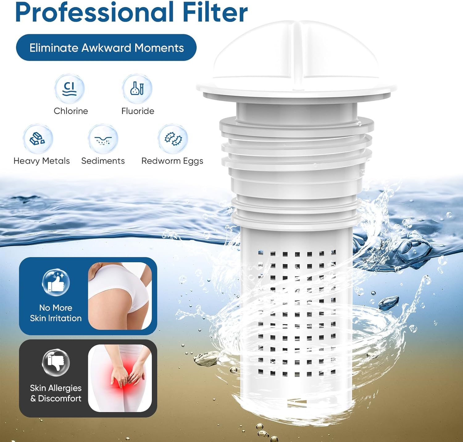 Filtered Bidet Attachment for Toilet Seat, Suitable for Most Toilet Tank, Ultra-Slim Non-Electric Bidet Sprayer，Adjustable Water Pressure，Dual Nozzle Front/Rear Cleaning (White) - Image 2