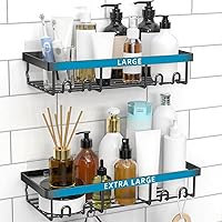 Vista 13 de Moforoco Estante organizador de estante para ducha, cesta autoadhesiva negra para estantes de baño, decoración interior de pared de casa de campo