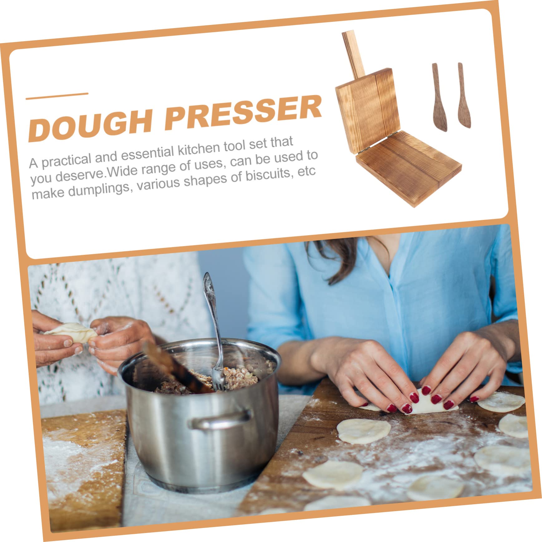 DECHOUS Wooden Dumpling Wrapper Presser Set 2 Knife Square Pressing Tool for Kitchen