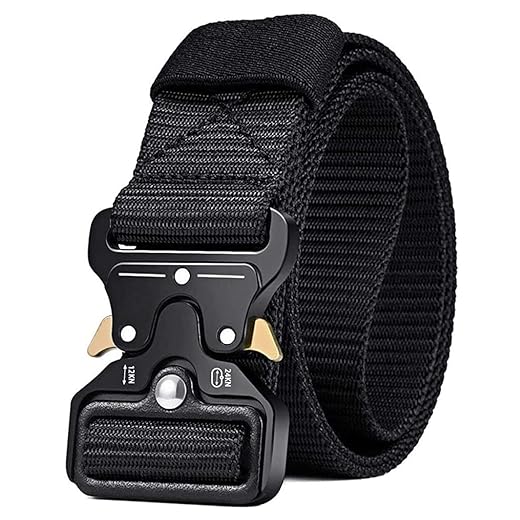 MOZETO Tactical Belts for Men Military Style Work Hiking Riggers Web Gun Belt with Heavy Duty Quick Release Metal Buckle