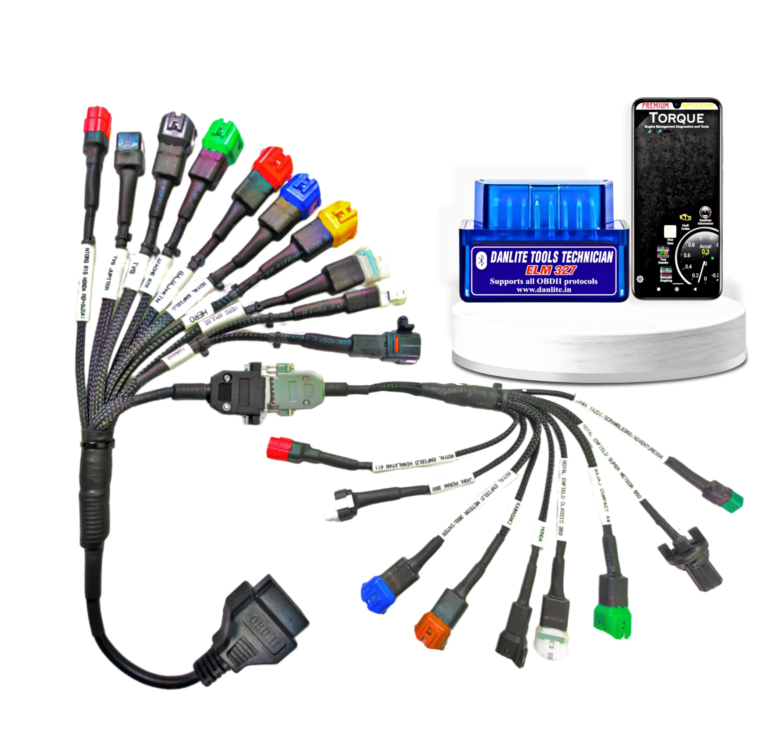 Danlite BS6-BS7 Bike Scanning Cable 21 Coplar for Fast Connectivity Best Wire Quality Unbreakable CableWith ELM 327 OBD-II Scanner (Bike Scanning Cable 21 Coplar)-image-6
