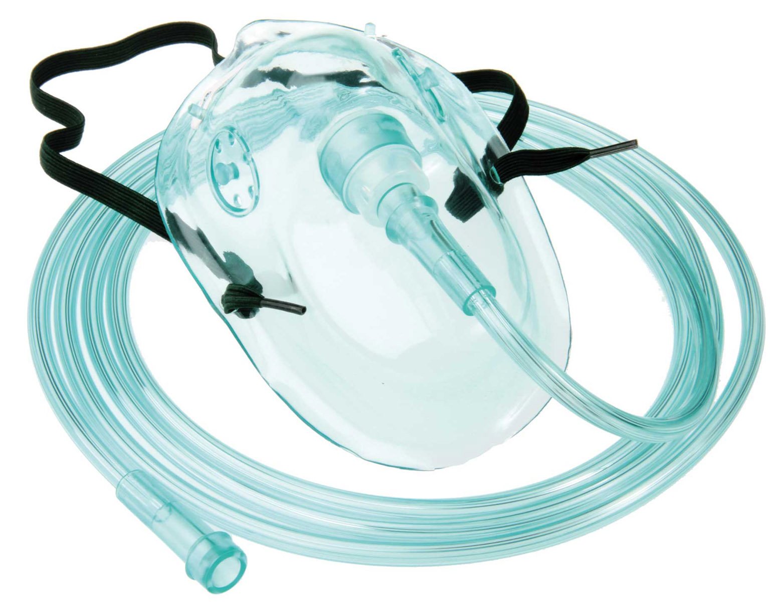 Tiga-Med Maschere di ossigeno per adulti, 5 pezzi, senza DEHP, verde, con tubo di ossigeno da 210 cm, maschera O2