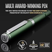 Vista 2 de Scriveiner Green Rollerball EDC Luxury Pen, Stunning Pocket Pen with Chrome Finish, Cool Writing Pen, Best Gift for Men & Women, German Schmidt