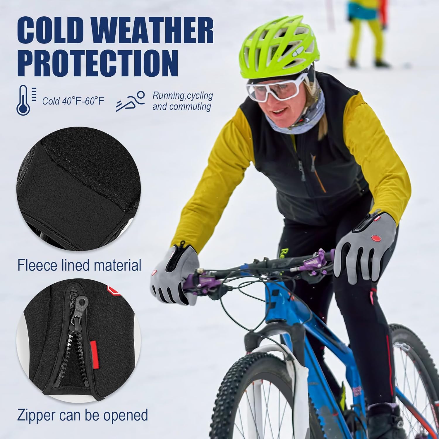 Zhanmai 3/6 Pairs Outdoor Winter Touchscreen Gloves Windproof Waterproof Thermal Gloves for Running Hiking for Men Women