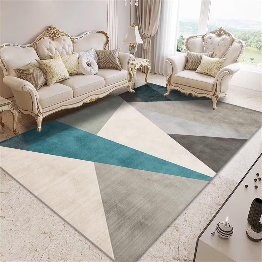 Moquette couloir et tapis de salon lavable moderne bleu 200x250