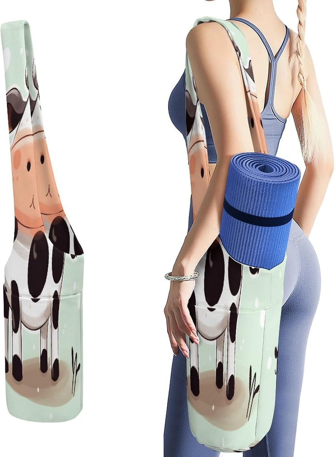 Cute Cow Polka Dot Canvas Yoga Mat Bag Yoga Mat Carrier
