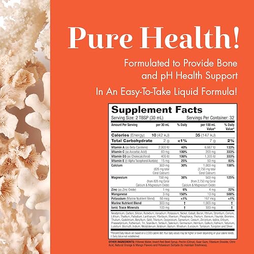 Miniatura 2 de Dynamic Health Complejo de calcio coral  Salud ósea y soporte de nivel de pH, más fácil que las cápsulas, suplemento líquido, con magnesio, 32