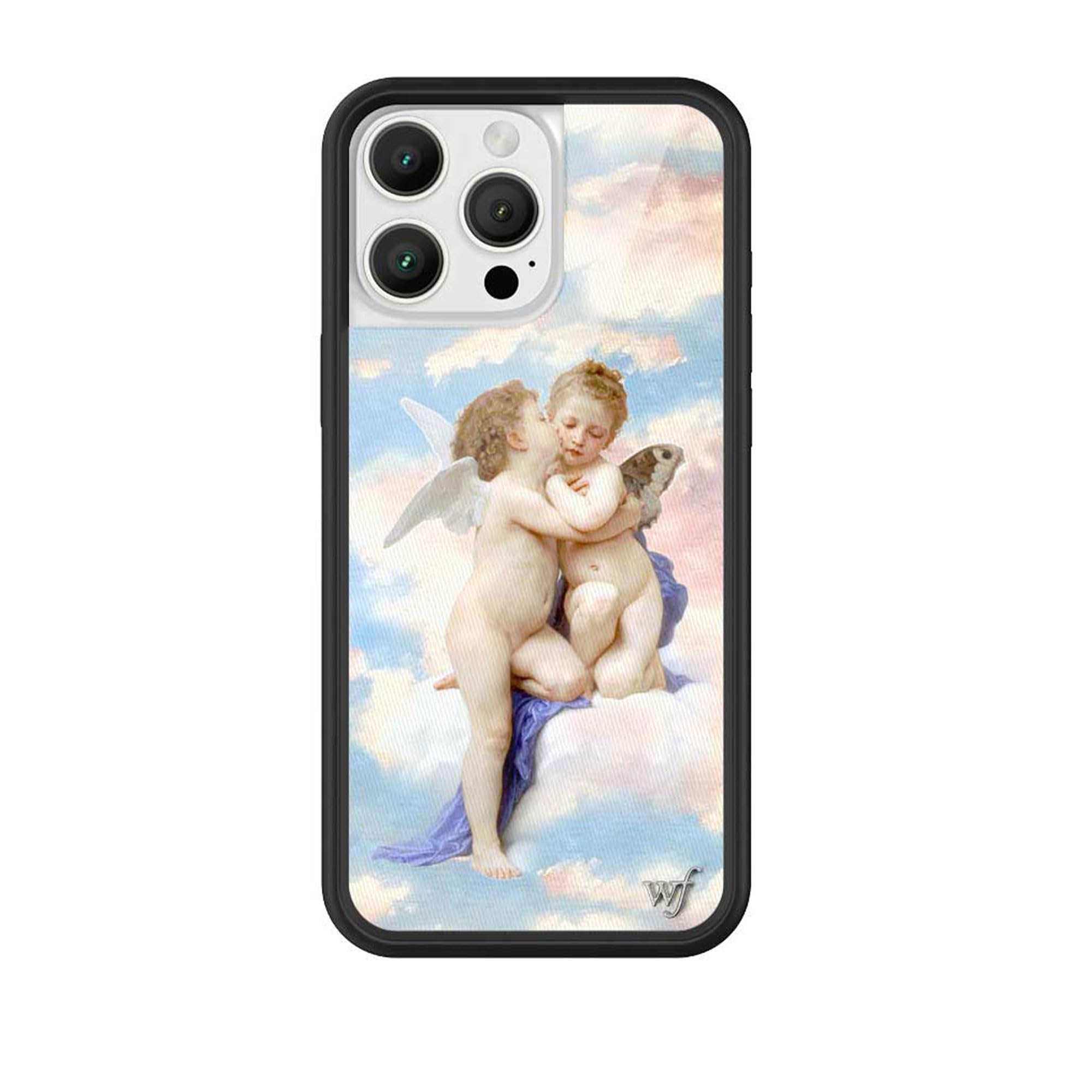 Wildflower Cases - Angels, Compatible with Apple iPhone 16 Pro Max | Baby Coquette Cherub Blue White Y2K Cute Trendy - Protective Black Bumper, 4ft Drop Test Certified, Women Owned Small Business