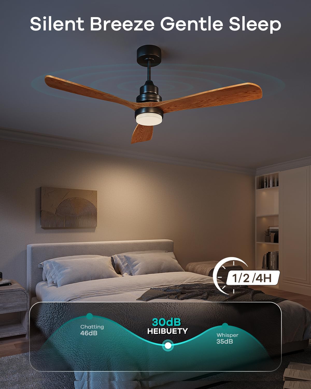 Ceiling Fans with Lights and Remote, 60 Inch 3 Blade Modern Wood Ceiling Fan with 3 Downrods, Quiet DC Motor, Outdoor Ceiling Fan for Bedroom Living Room Patio, Porch, Farmhouse