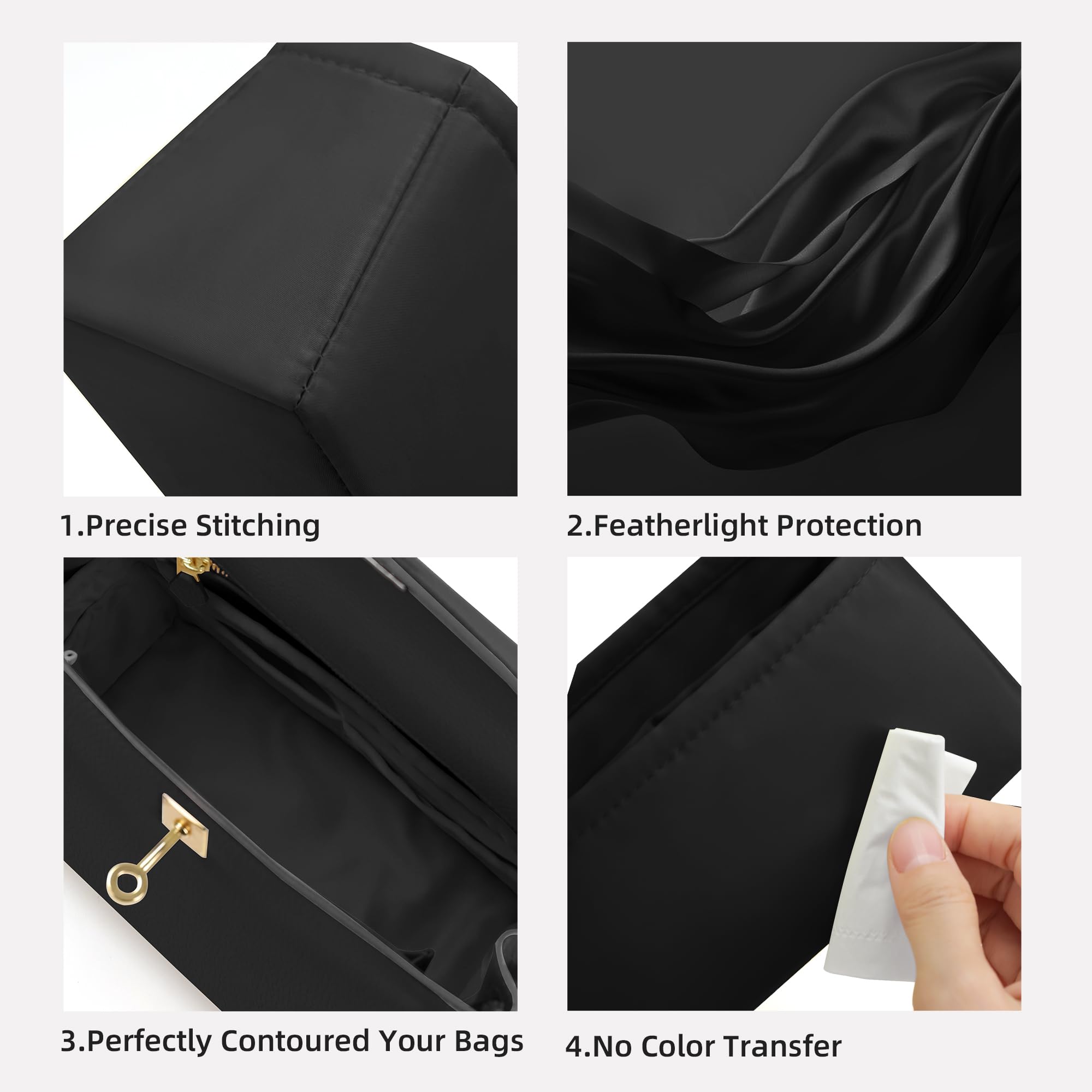 DGAZ Seide Handtaschen Organizer, Taschenorganizer Tasche in Tasche Organizer Innentaschen für Birkin 20/25/30/35/40/45/50 Taschen (Schwarz, BK40)