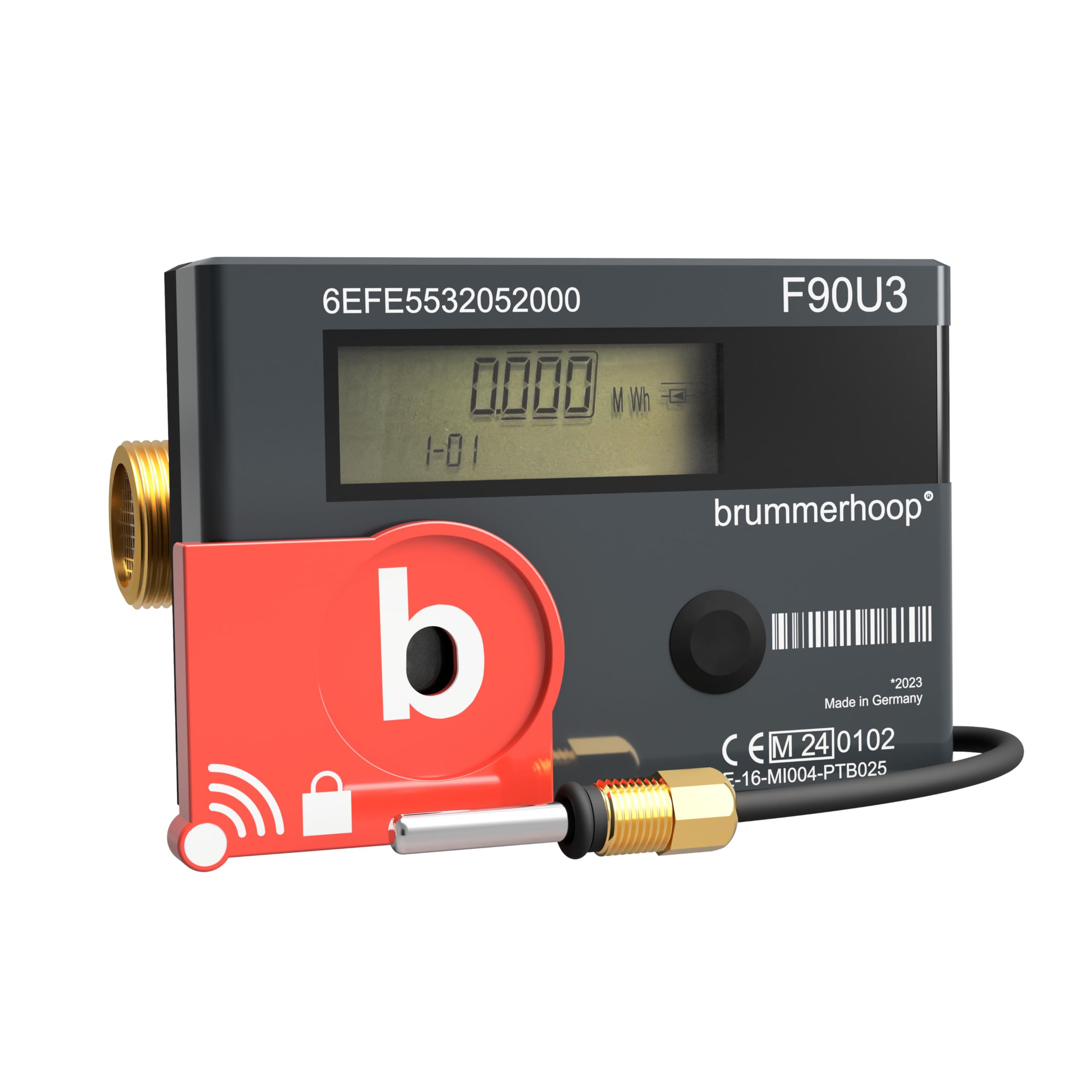 Ultraschall-Funk-Wärmezähler F90U3 Qp2,5 DN20mm Baulänge 130mm 1 Zoll Anschlussgewinde, abnehmbare Anzeigeeinheit inkl. Funk OMS 868 MHz und AES-Schlüssel Eichung 2025 gültig bis 2031