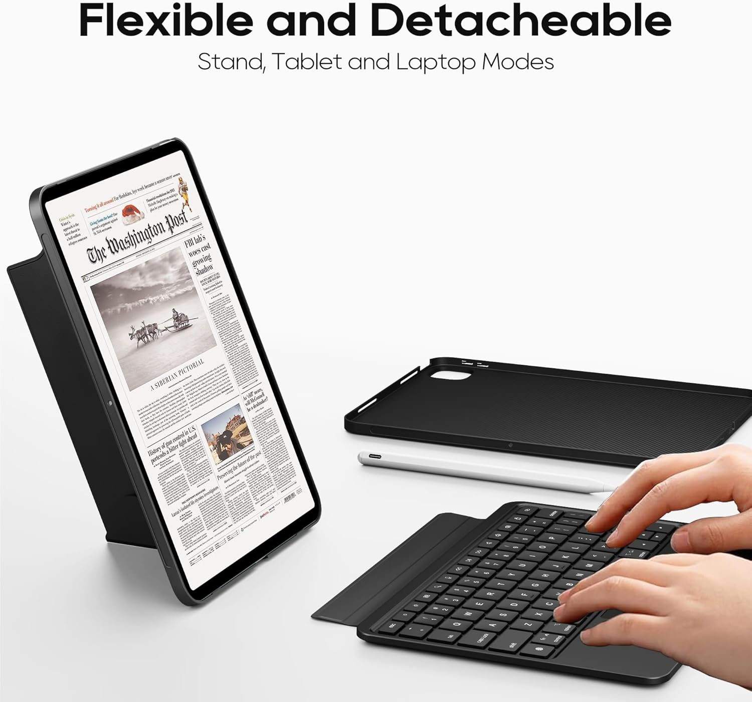Keyboard Case for iPad Air 11-inch M4 M3 M2 & iPad Air 5th 4th & iPad Pro 11 inch 4th -1st Generation, Detachable Magnetic Keyboard Multi-Touch Trackpad RGB Backlit, Protective Folio Stand