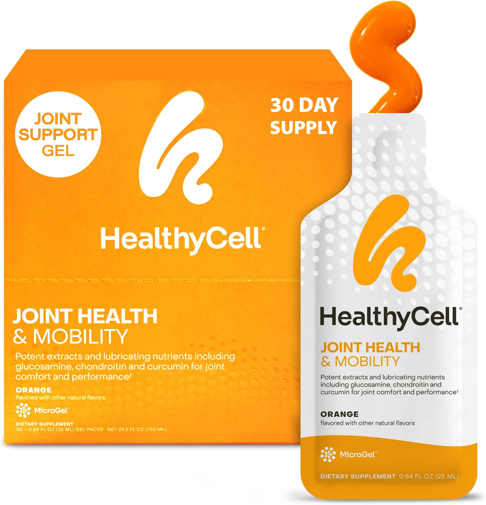 Joint Health & Mobility Daily Liquid Supplement - Joint Support Supplement, Inflammation Response, Cartilage & Flexibility with Curcumin, Glucosamine & Chondroitin - 30 Gel Packs