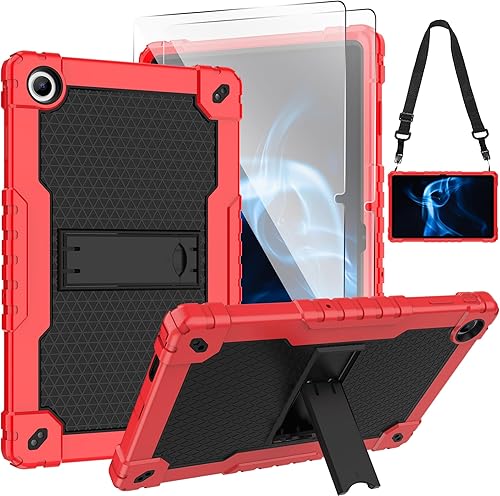 Miniatura 8 de Onn Tablet Pro 11 pulgadas 2023 Funda con soporte y vidrio templado - Funda híbrida resistente - Rojo+Negro rojo+negro/1 pieza