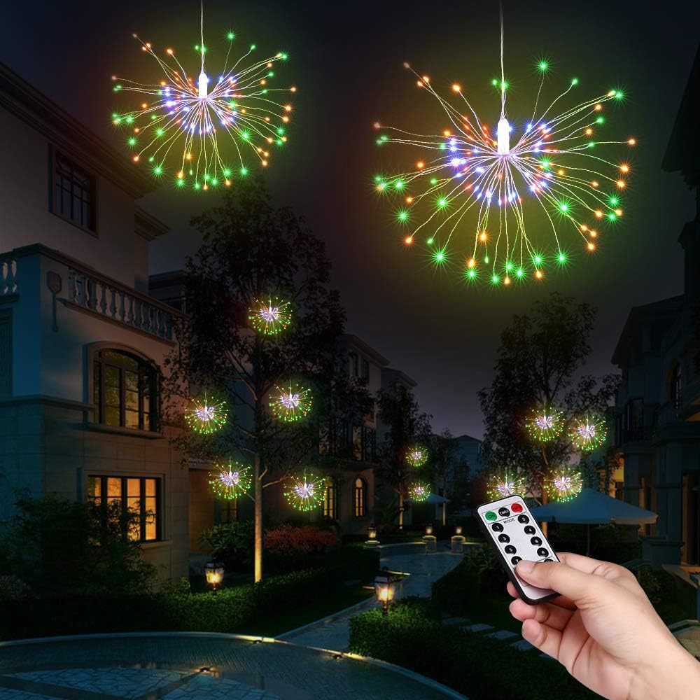 Joomer 2 Pack LED Decorative Lights,8 Modes 120 LED Dimmable Fairy Lights,Twinkle Starburst Lights,Waterproof Battery Operated with Remote Control for Home,Patio,Parties,Wedding,Christmas (Multicolor)