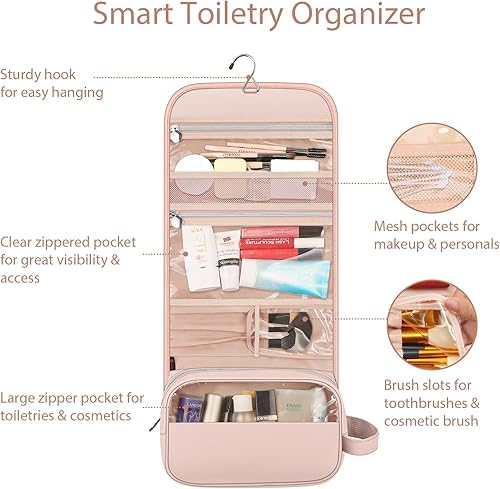 Miniatura 2 de Fintie - Bolsa de viaje portátil para cosméticos y artículos de aseo, gran organizador colgante resistente al agua para maquillaje, estuche de