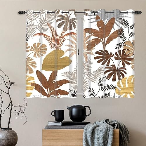 DORCEV Tropical Palm Leaves Blackout Window Curtains Fall Pa