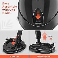 Vista 5 de TASALON Portable Hooded Hair Dryer Bonnet, 1875W Height Adjustable Salon Home Hair Dryer with Hood, 3 Heating Settings - Black