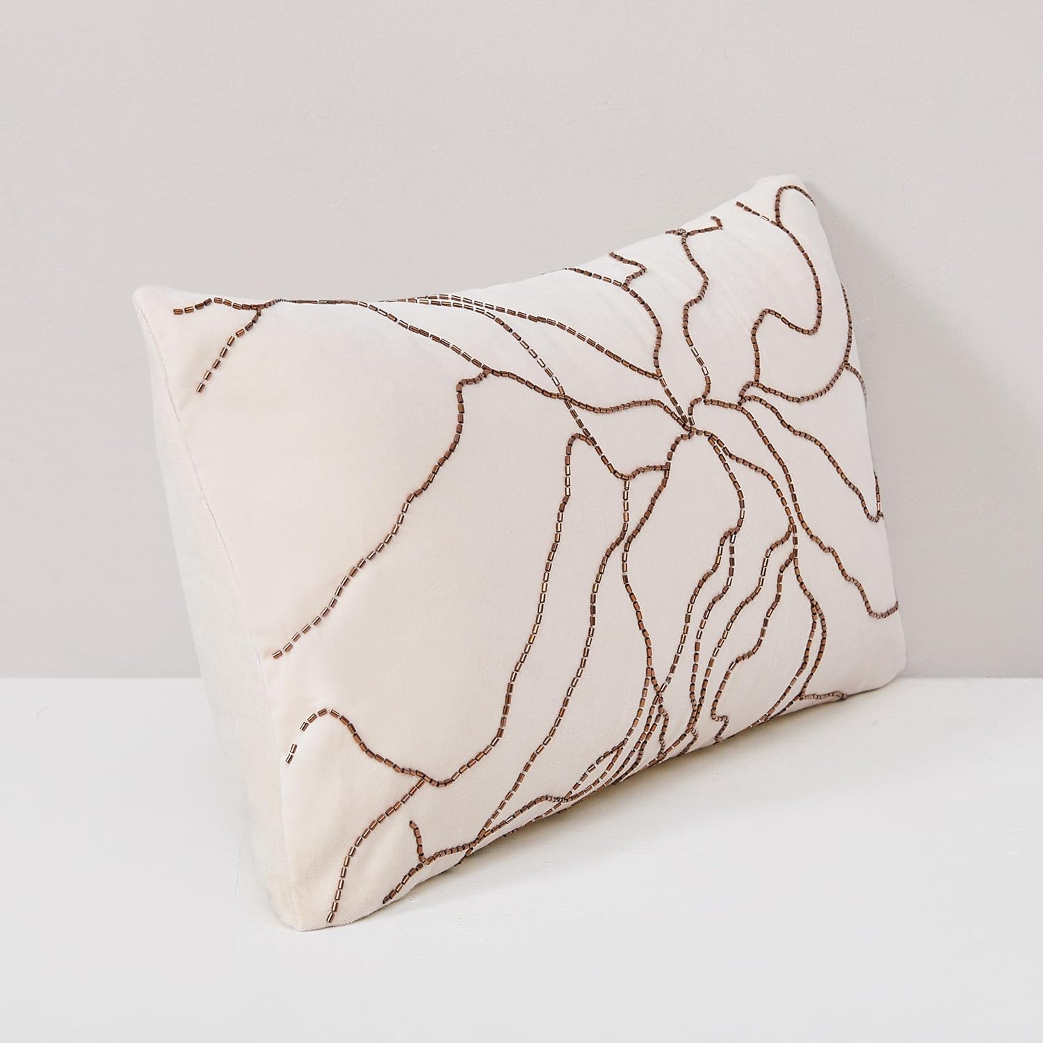 Lush Decor x Chuks Collins Roots Velvet Decorative Pillow Cover Single 12" W x 22" L Cream - 12x22 Pillow Cover - Luxury Throw Pillows for Bed, Couch or Chair - Luxury Home Decor image 4