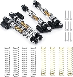 MORLORDY 4Pcs Aluminum Alloy RC Shock 48mm Ajustable Shocks Absorber Dampers for 1/24 RC Crawler Car SCX24 Shocks 48mm Upgrades Accessories, Black and Silver