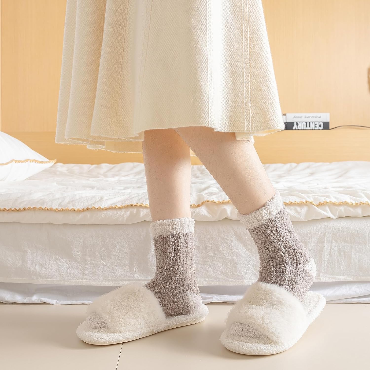 Pleneal Fuzzy Socks for Women - Womens Fluffy Socks, Warm Cozy Winter Slipper Sock for Women Sleep Christmas Home socks