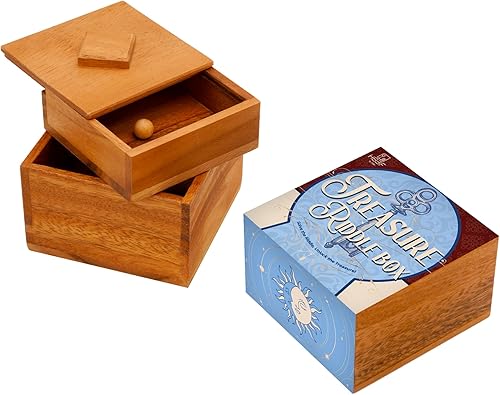 BSIRI Treasure Riddle Box- Secret Box Brain Teaser Wooden Puzzle Boxes with Hidden Compartments. Ideal Mystery Box, Money Box, Jewelry Box, 3D