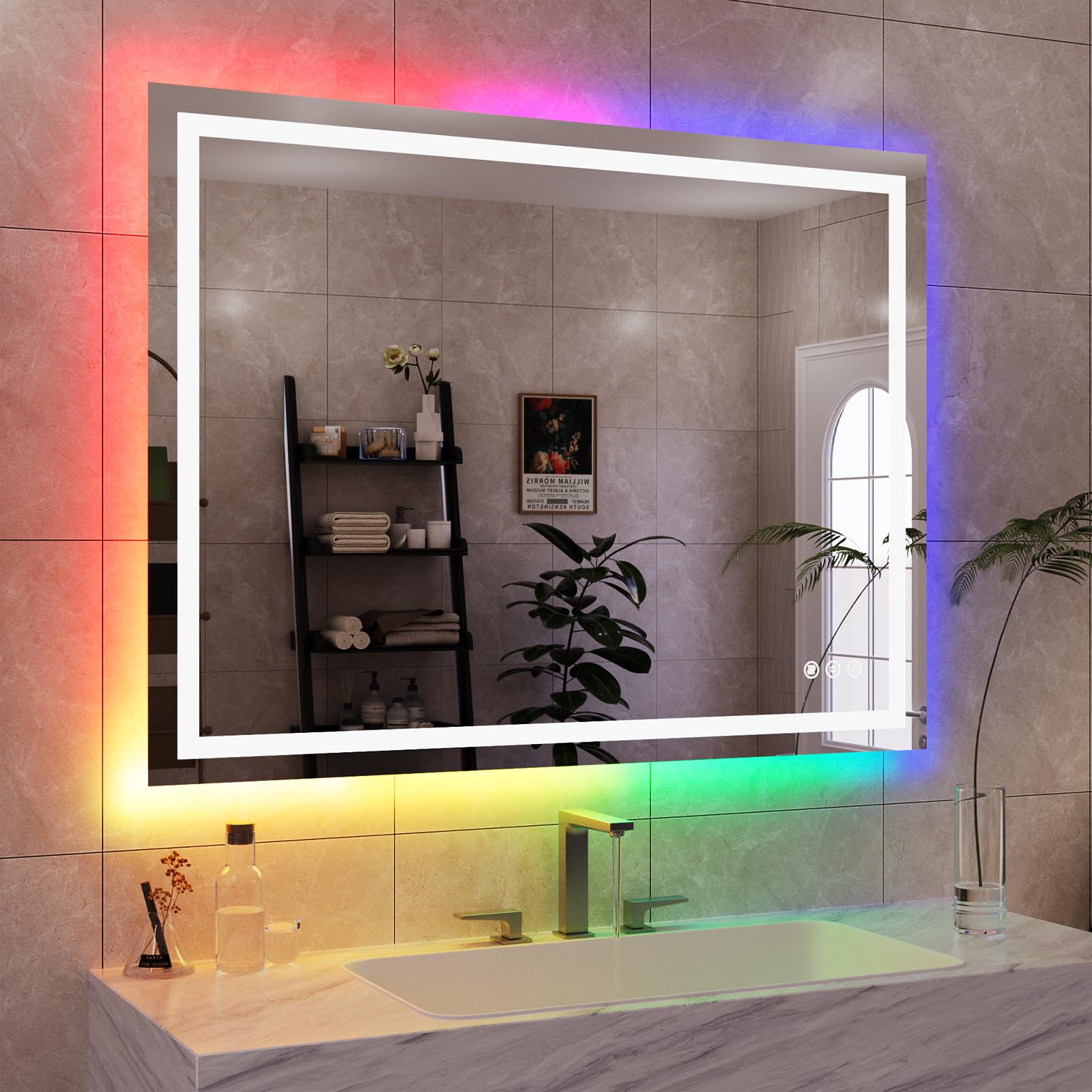 WTTY 48"x36" RGB LED Bathroom Mirror with Light