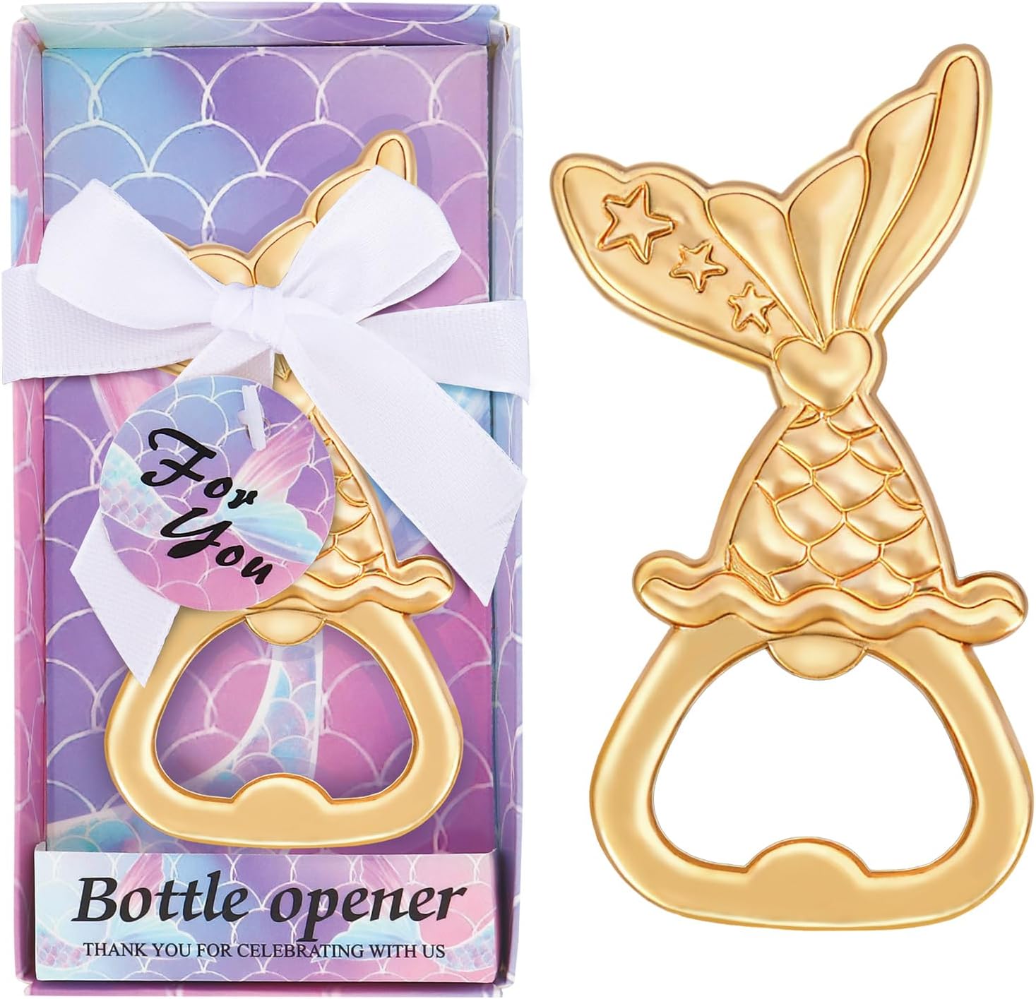 YKLIGTN 24PCS Mermaid Bottle Opener Bulk Mermaid Party Favors for Baby Shower Birthday Wedding Party Souvenirs (Purple)