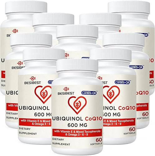 Ubiquinol CoQ10 600 mg, potente antioxidante para la salud del corazón, producción de energía, forma activa de 600 unidades de cápsulas blandas