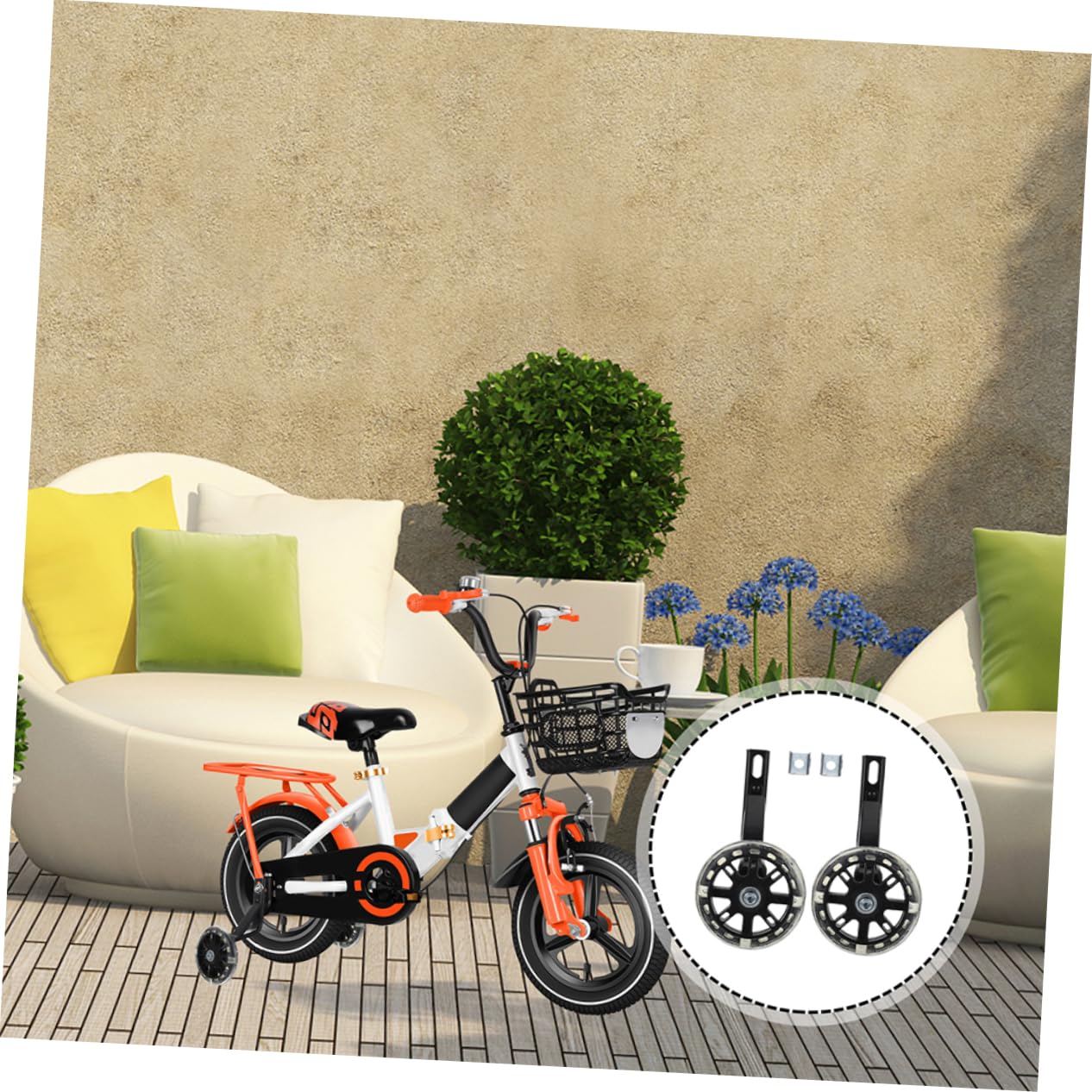 KOMBIUDA 2 Pares de Ruedas de Entrenamiento para Bicicleta Infantil, Desmontables, Asistencia de Equilibrio, Acero al Carbono y PU, para Niños y Niñas