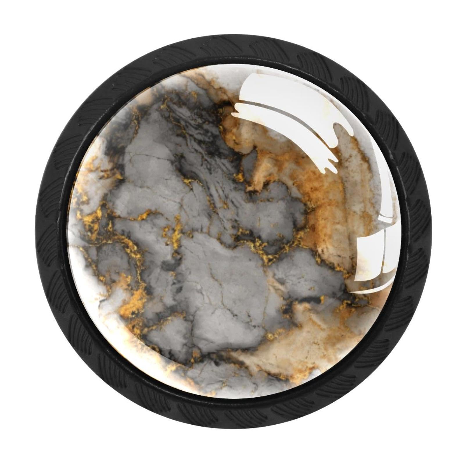 CHENZZZZ 4 Pieces Marble Texture (1) Drawer Knobs, 35mm Black Cabinet Knobs, Drawer Pulls and Knobs, Dresser Drawer Knobs, Cabinet Hardware Kitchen Cabinet Knobs